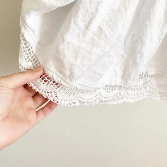 Free People White/black Short Sleeve Square Neck floral embroidered top size S - Picture 7 of 11